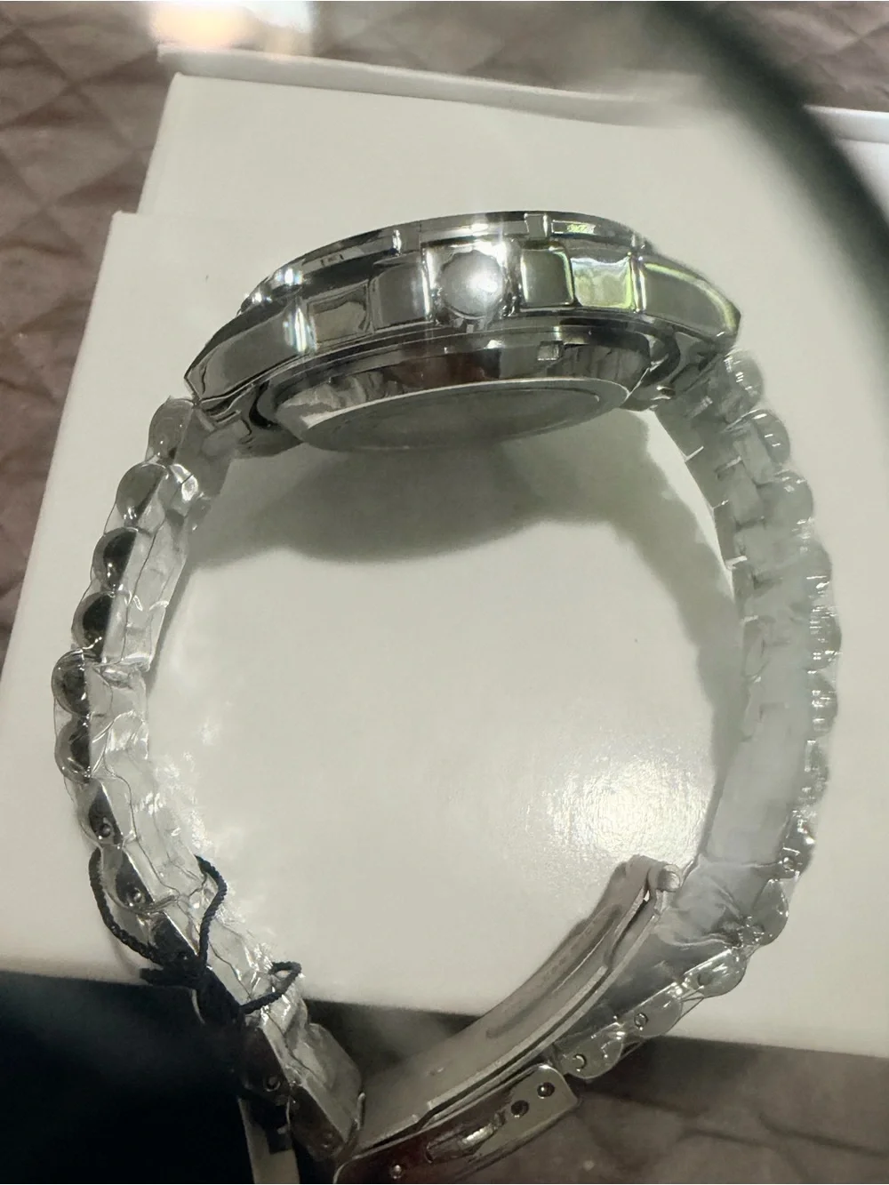 Seiko Silver Stainless Steel Watch with Green Dial